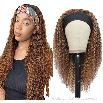 Uniky Brazilian Headband Wig Human Hair Highlight Brown Vendor Wholesale Virgin Human Hair and Wigs Headband Wig